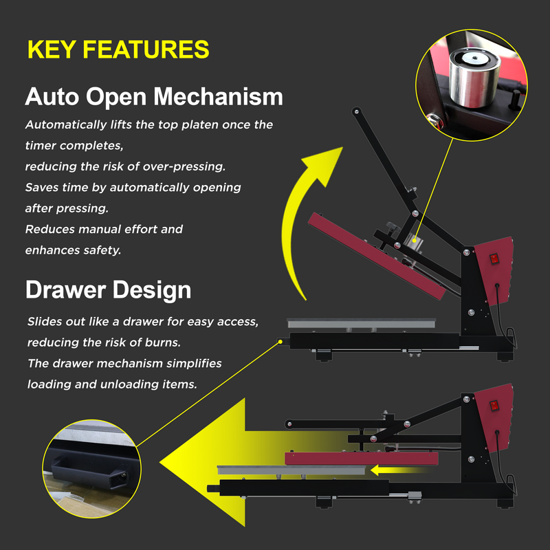 CUYI Heat Press Machine A3 Auto Open Drawer Type