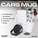 QUAFF 30oz Sublimation Coated Cars Mug White with Rubber Anti-Skid
