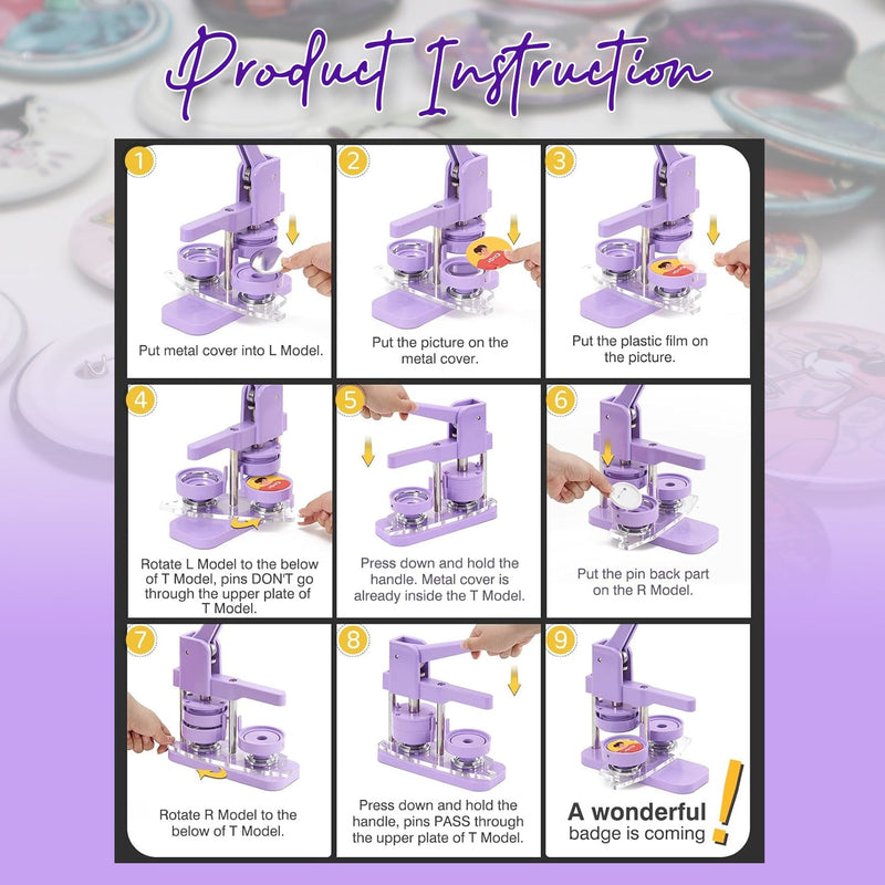 Purple Plastic Button Pin
