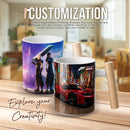 Coated White Mug Wooden Handle 11OZ