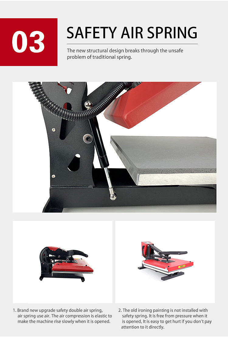 Dual Air Shock Digital Heat Press Machine (15x15inches)