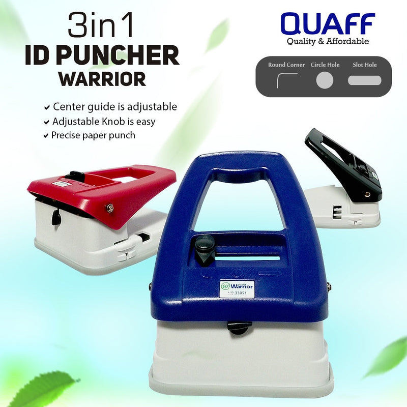 3in1 Warrior Id Puncher Circle-Oblong-Corner 2in1 Oblong-Corner