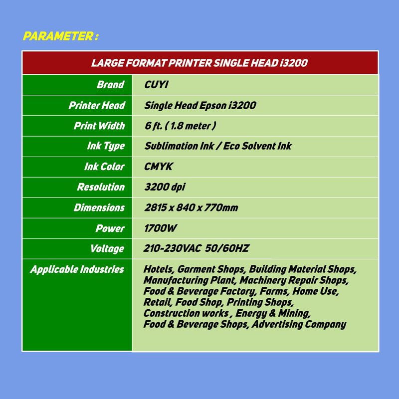 Large Format Inkjet Printer 6ft i3200 head