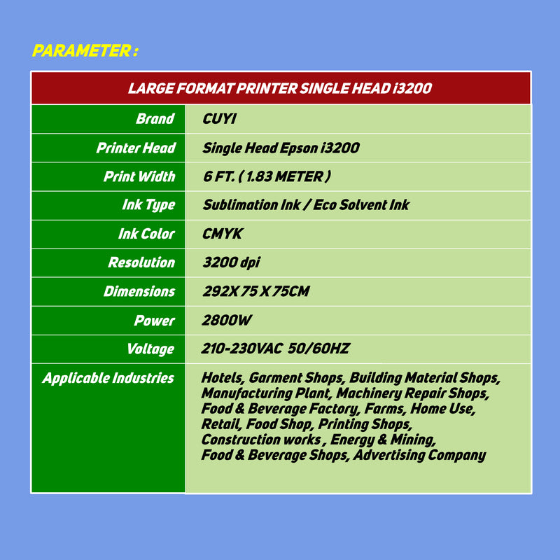Large Format Inkjet Printer 6ft i3200 head