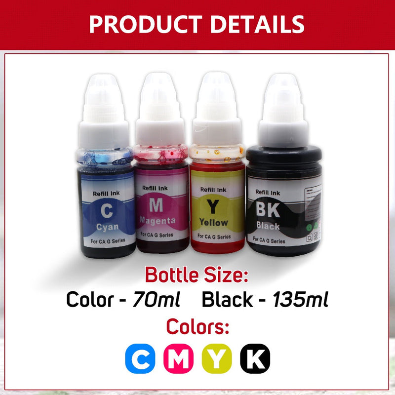 G-Series Canon Printer Refill Ink For G1800 G2800 G3800g G1810 Model: Gi-490 Gi-790 Gi-890