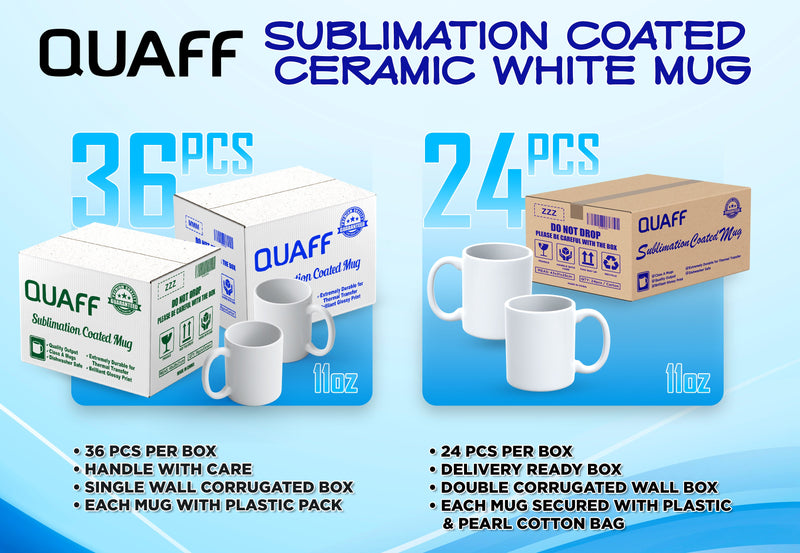 Sublimation White Mugs 11oz QUAFF [24pcs]