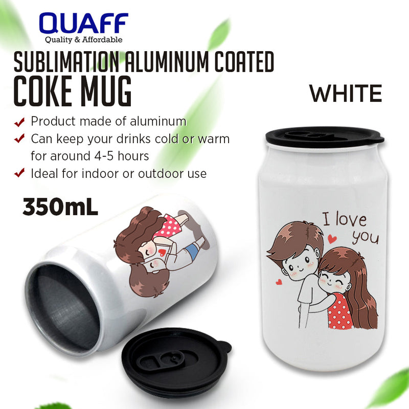 Quaff Sublimation Coated Aluminum Coke Mug White 350ml