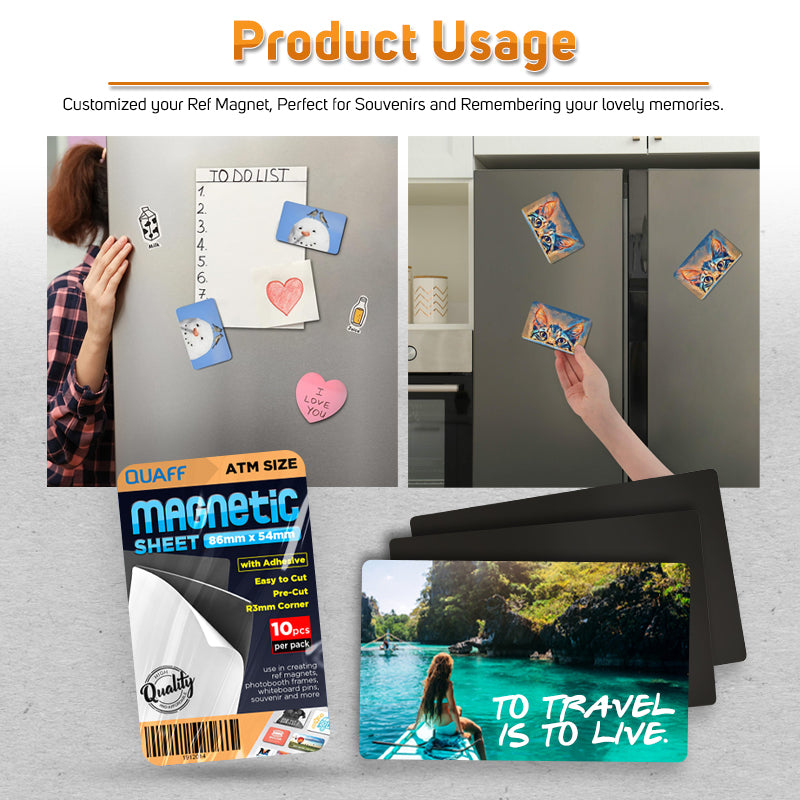 QUAFF Magnetic Sheets A4 / 4R / ATM Size With Adhesive & W/o Adhesive -  Cuttable Ref Magnet