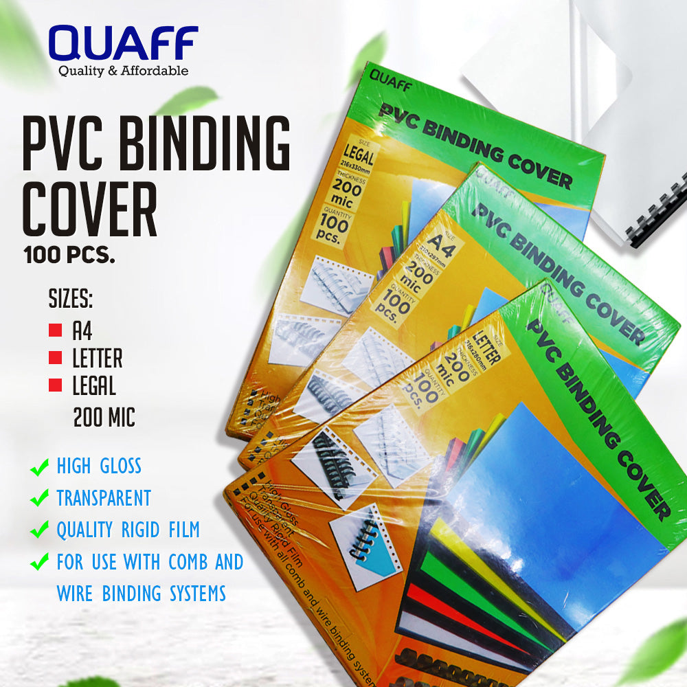 QUAFF 200MIC PVC BINDING COVER CLEAR