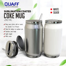Quaff 280ml Coke Mug With Straw Sublimation Coated Stainless White Silver