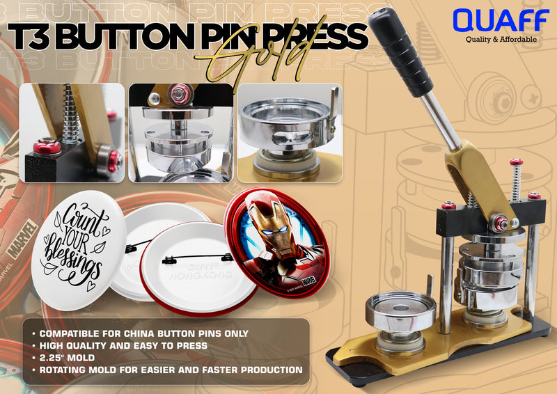 Press Machine Operational Button T3 Gold Button Press Machine