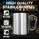 Coated Stainless Steel Coffee Mug with Carabiner Handle 300ml