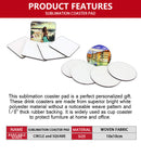 Sublimation Printable Coaster Pad Circle Square 10cm