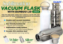 QUAFF 600ml Sublimation Coated Vacuum Flask with Bamboo Lid (White)