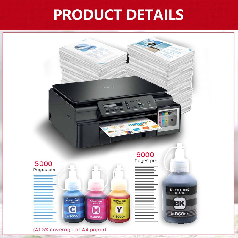 Refill Ink For Brother Printer T300 T310 T500w T510w T700 T710w T800w T80w T910w T4000dw T4500w