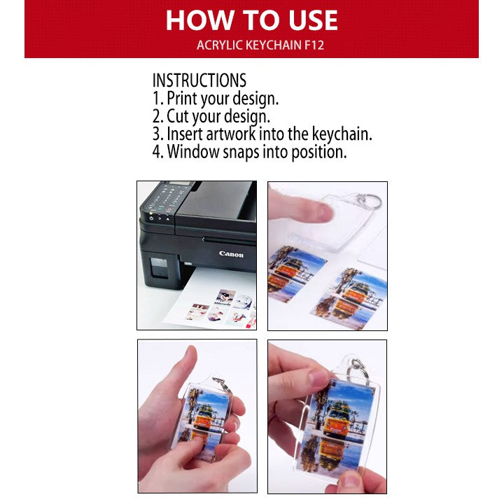 Photo Insert Acrylic Keychain Openable Key Chain 100 Pcs Pack