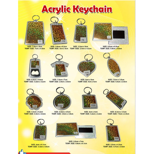 Photo Insert Acrylic Keychain Openable Key Chain 100 Pcs Pack