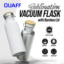 QUAFF 600ml Sublimation Coated Vacuum Flask with Bamboo Lid (White)