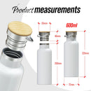 QUAFF 600ml Sublimation Coated Vacuum Flask with Bamboo Lid (White)
