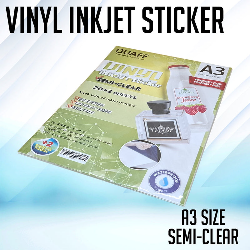 Quaff Vinyl Inkjet Sticker A3 Size Waterproof Sticker for Labelling and Customization