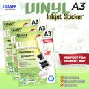 Quaff Vinyl Inkjet Sticker A3 Size Waterproof Sticker for Labelling and Customization