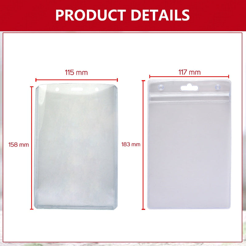 5 Pcs A6 Id Card Holder Case With Zip Lock Waterproof Vertical